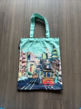 Mint City Cable Car Print Canvas Tote Bag
